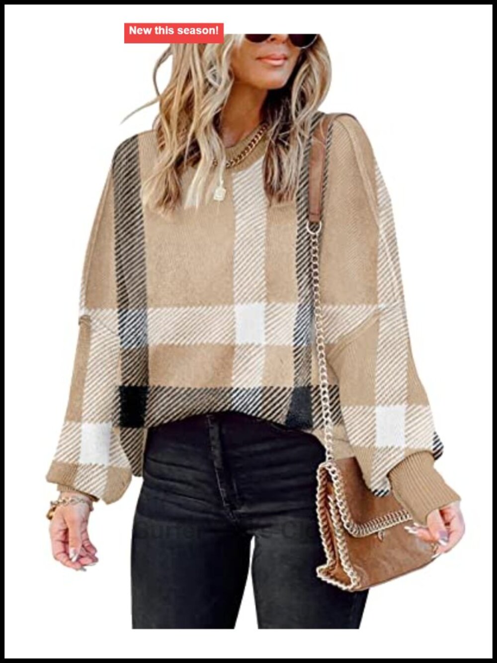 Womens Oversized Batwing Sleeve Knit Pullover Sweater Pearls